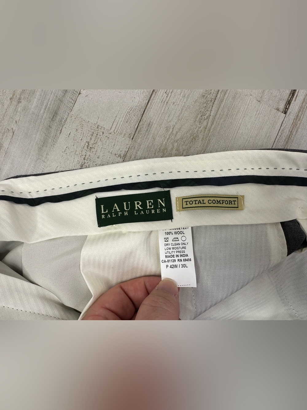 Lauren Ralph Lauren Gray 100% Wool Pleated Cuffed Dress Pants 42x30 NWT Read - Picture 6 of 12